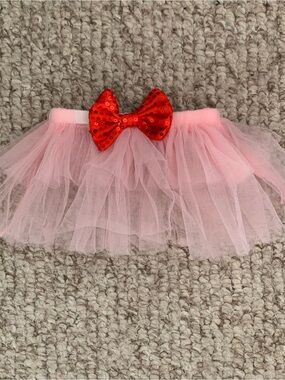 Pink Tulle Baby/Toddler Tutu Skirt with Red Sequin Bow